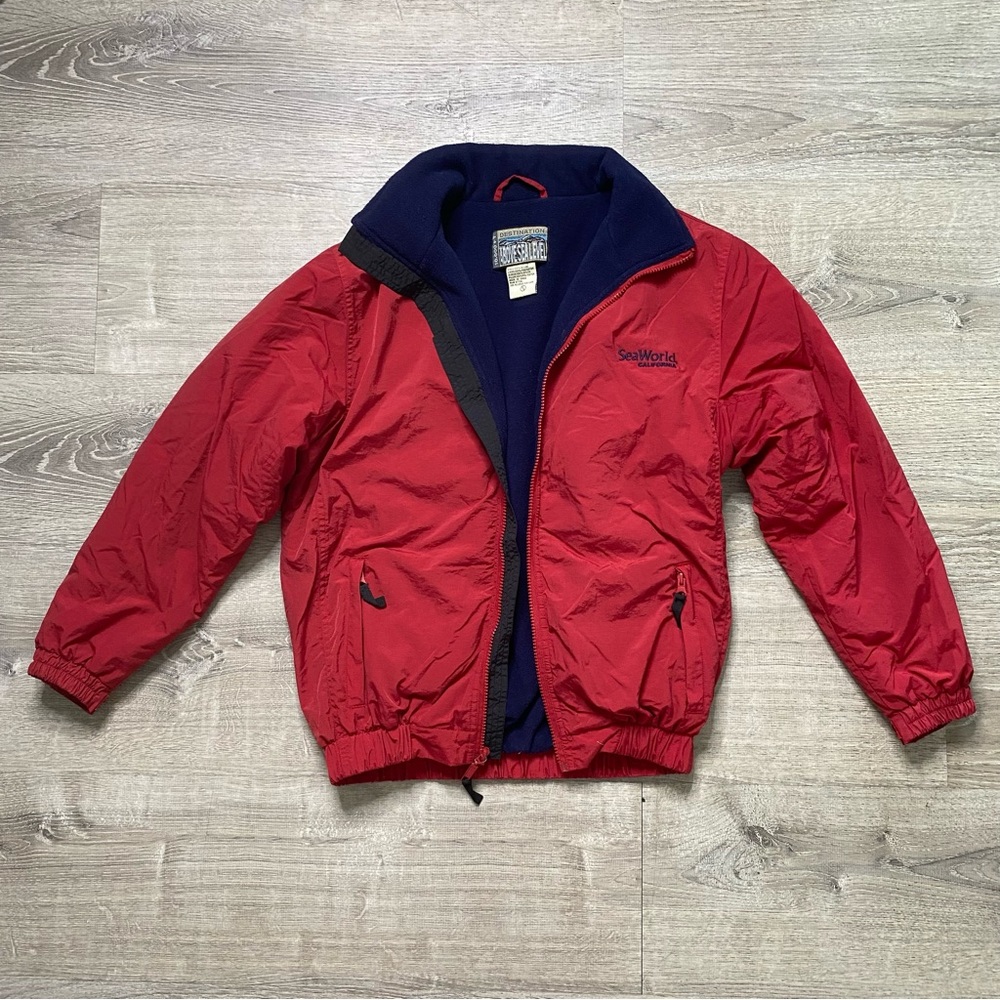 Vintage Seaworld Fleece Lined Windbreaker Zip Up Jacket Size Small Medium